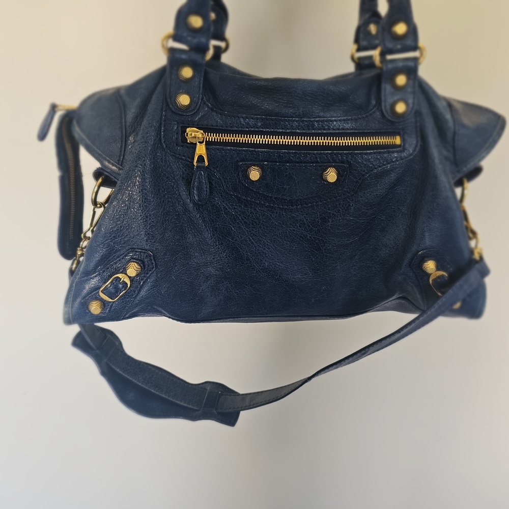 Balenciaga City Midnight Blue Small Gold Hardware